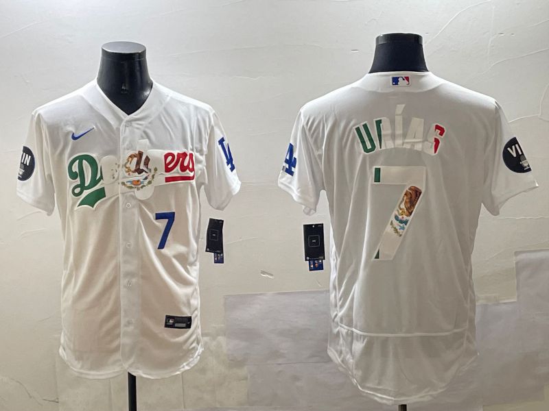 Men Los Angeles Dodgers #7 Urias White Mexico Elite 2025 Nike MLB Jersey style 6